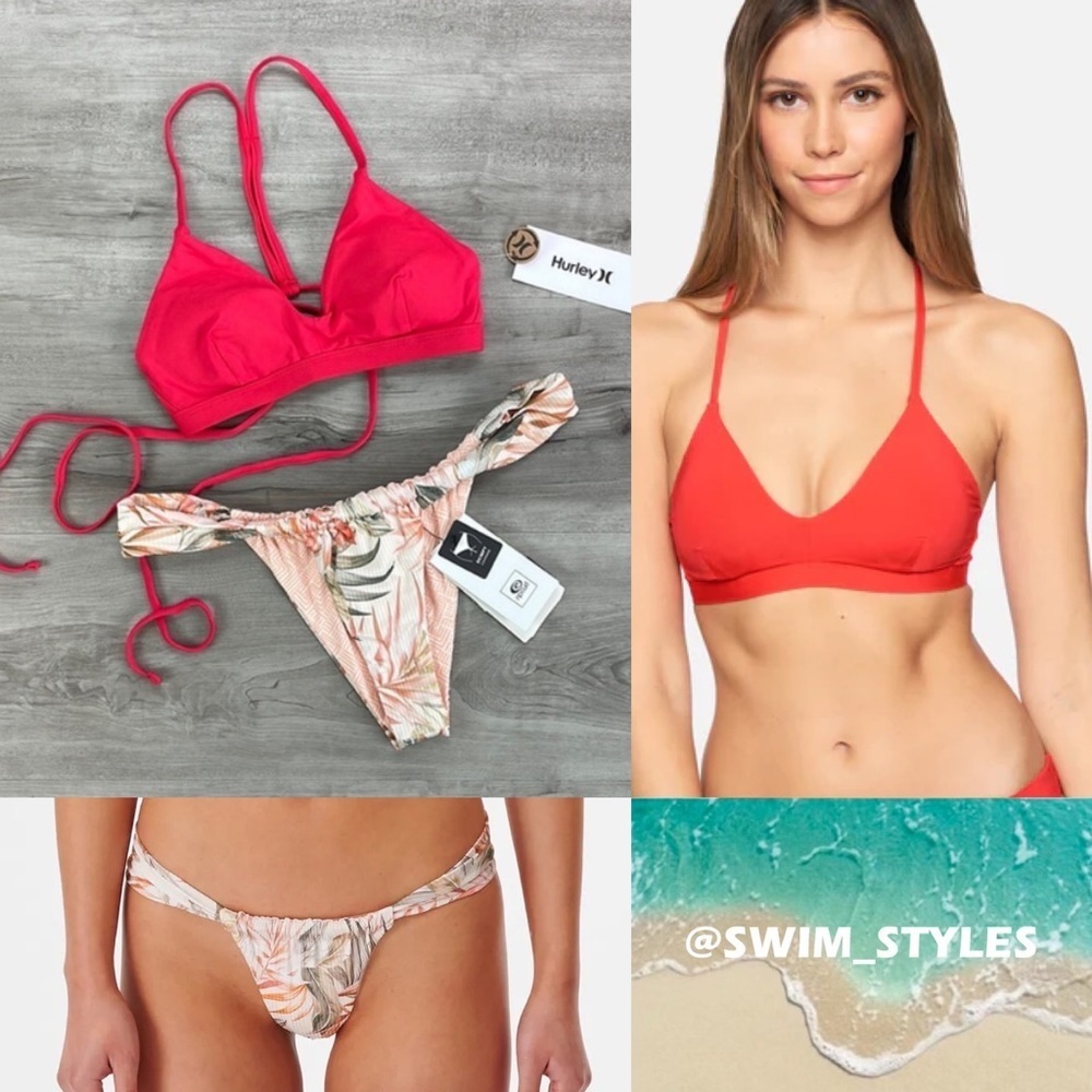 ☀️HURLEY☀️ SOLID ADJUSTABLE BIKNI TOP HAVANA SKIMPY PANT BIKINI SET